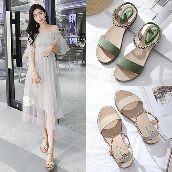 Sandale de damă cu bretele – stil coreean, închidere cu cataramă pe o singură curea, partea superioară Ultrafilm din piele, talpă din cauciuc, căptușeală din microfibră, anti-derapare