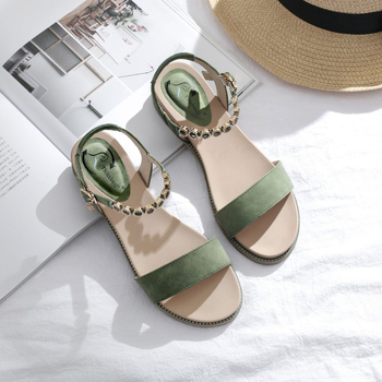 Sandale de damă cu bretele – stil coreean, închidere cu cataramă pe o singură curea, partea superioară Ultrafilm din piele, talpă din cauciuc, căptușeală din microfibră, anti-derapare