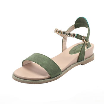 Sandale de damă cu bretele – stil coreean, închidere cu cataramă pe o singură curea, partea superioară Ultrafilm din piele, talpă din cauciuc, căptușeală din microfibră, anti-derapare