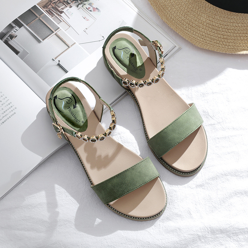 Sandale de damă cu bretele – stil coreean, închidere cu cataramă pe o singură curea, partea superioară Ultrafilm din piele, talpă din cauciuc, căptușeală din microfibră, anti-derapare