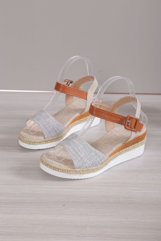 Sandale romane cu talpă groasă, vârf rotund, cataramă într-o singură linie, PU partea superioară, talpă din cauciuc, primăvara 2024