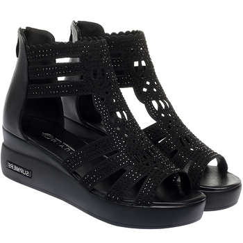 Sandale romane pentru femei, parte superioară din microfibră, vârf în formă de gură de pește, talpă din cauciuc, închidere cu fermoar pe spate