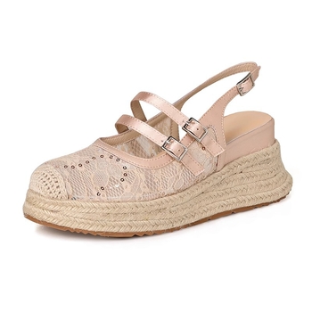 Sandale damă din satin, vârf rotund, închidere cu cataramă, căptușeală din piele de porc, talpă din cauciuc