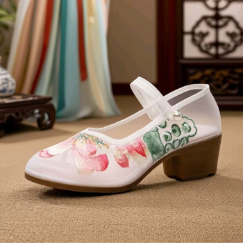 Sandale s mrežastim gornjim dijelom, okrugli vrh, klinasti pet 3–6 cm, retro stil, potplat TPR