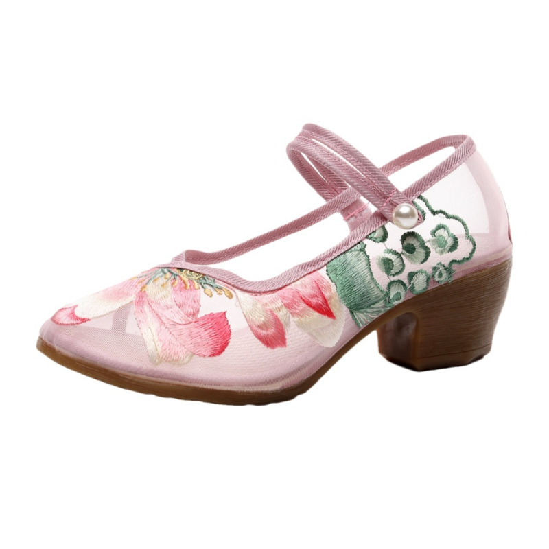 Sandale s mrežastim gornjim dijelom, okrugli vrh, klinasti pet 3–6 cm, retro stil, potplat TPR