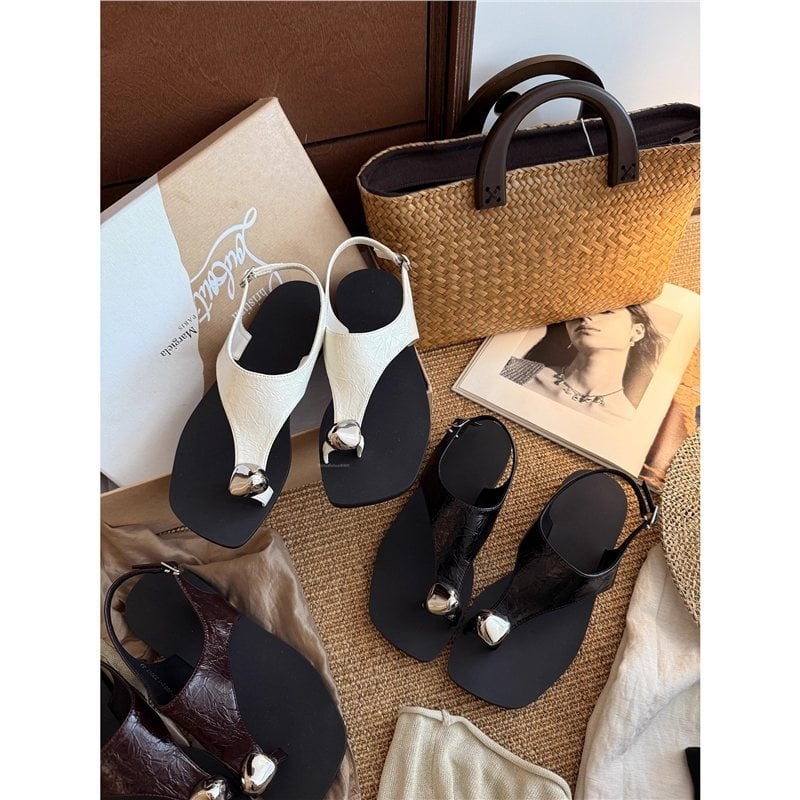 T-strap sandale u korejskom stilu, gornji dio od top-grain teleće kože, gumena potplata, kod D701