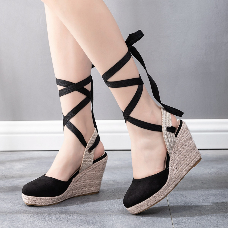 CRYSTAL QUEEN Casual sandale s klinastim petama, visina peta iznad 8 cm, gornji materijal umjetna PU, potplat TPR