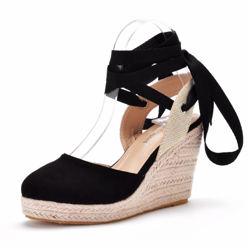CRYSTAL QUEEN Casual sandale s klinastim petama, visina peta iznad 8 cm, gornji materijal umjetna PU, potplat TPR