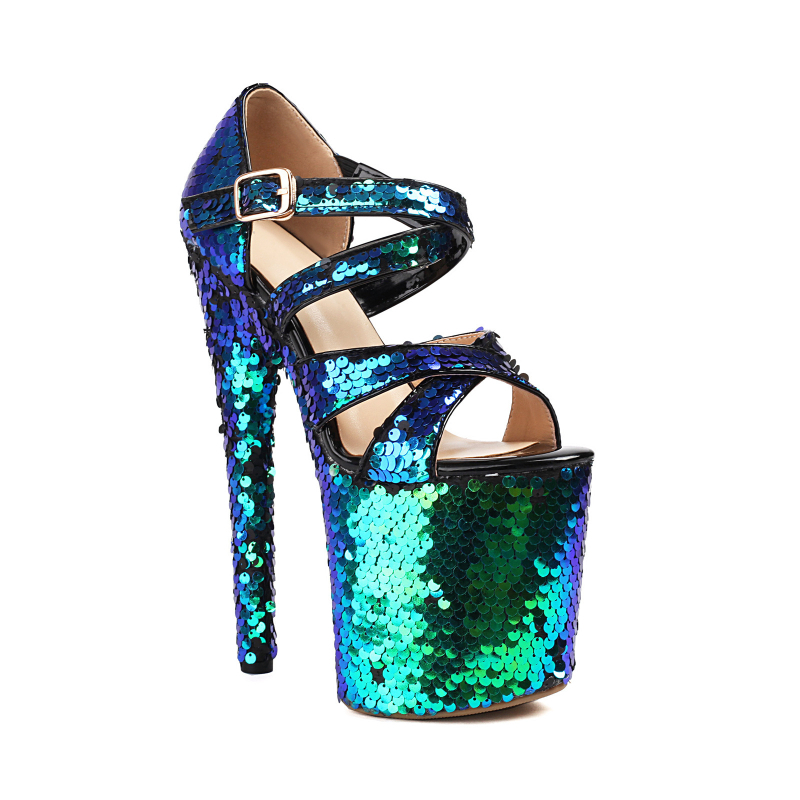 Sandalе sa šljokicama, gornji dio Greet, zaobljena prstna kapica, klinasti potpet, niski potpet do 3 cm