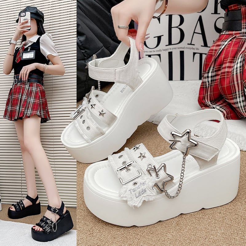 Sandale romane cu partea superioară din PU, talpă din cauciuc, stil punk, închidere cu șiret în față