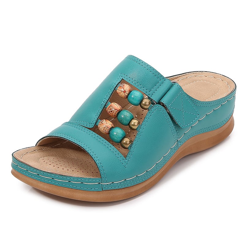 Ženske sandale Boho stila, prst u obliku ribe, Velcro zatvarač, gornji materijal umjetna PU, đon PU, visina pete 3-5 cm