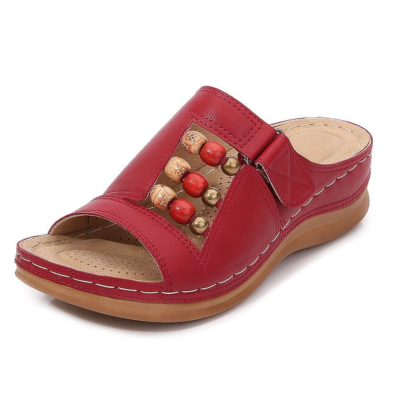 Ženske sandale Boho stila, prst u obliku ribe, Velcro zatvarač, gornji materijal umjetna PU, đon PU, visina pete 3-5 cm