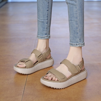 Sandale s jednim remenom, rimski stil, Velcro zatvarač, PU gornji dio, gumeni đon (visina pete 3–5 cm)