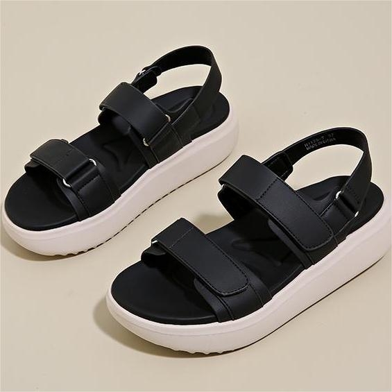 Sandale s jednim remenom, rimski stil, Velcro zatvarač, PU gornji dio, gumeni đon (visina pete 3–5 cm)