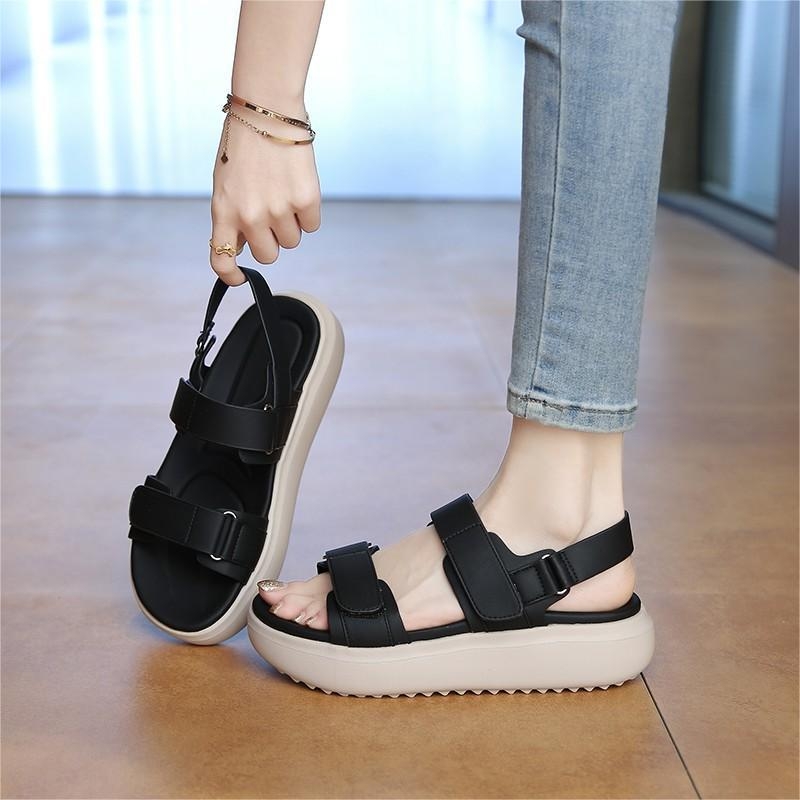 Sandale s jednim remenom, rimski stil, Velcro zatvarač, PU gornji dio, gumeni đon (visina pete 3–5 cm)