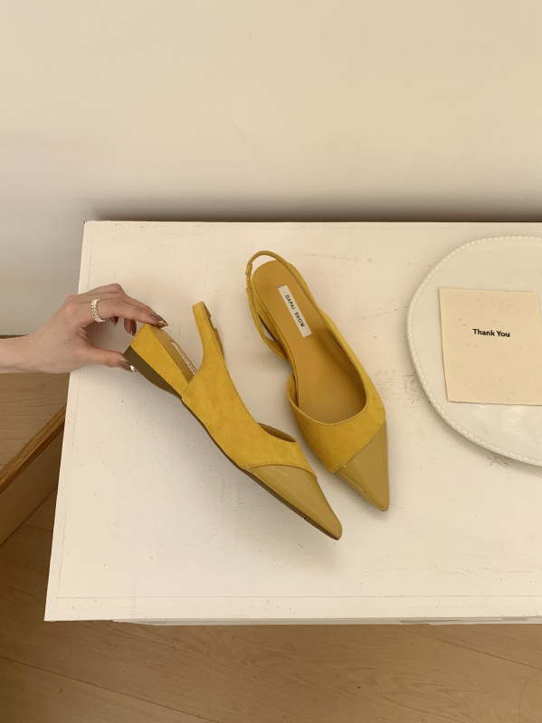 Sandale de damă cu toc înclinant, vârf ascuțit, talpă PU moale, design deschis la spate, material superior: super fibră