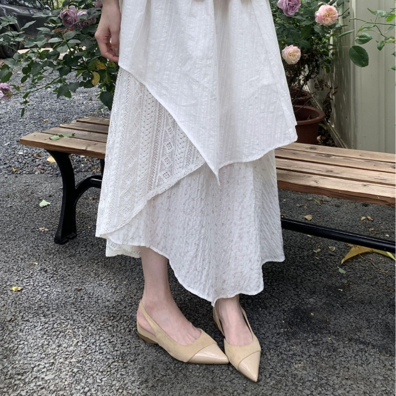 Sandale de damă cu toc înclinant, vârf ascuțit, talpă PU moale, design deschis la spate, material superior: super fibră