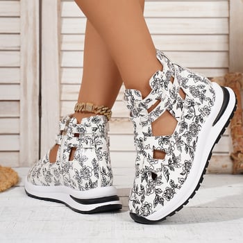 Női mindennapi szandál PU felsőrész, PU belső, gumitalp, Velcro zárás, klínos sarok 3–5 cm