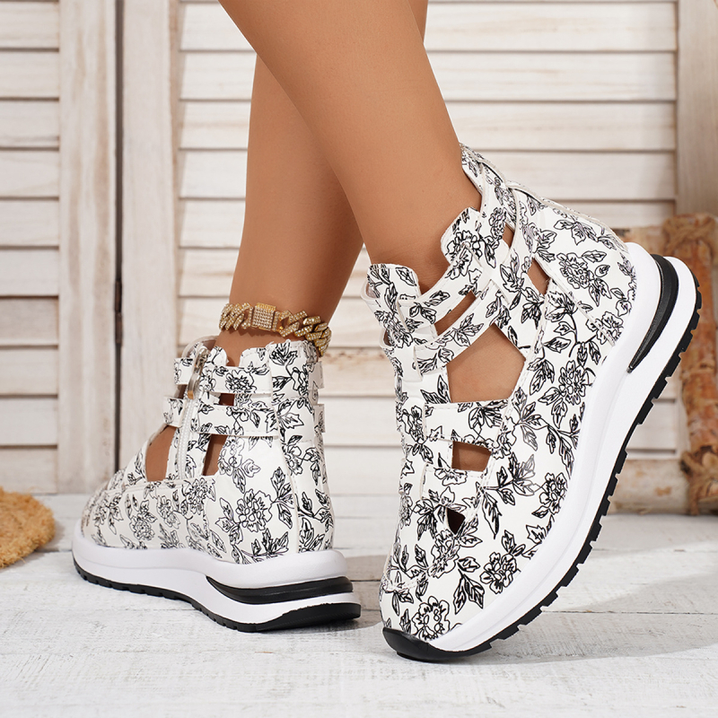 Női mindennapi szandál PU felsőrész, PU belső, gumitalp, Velcro zárás, klínos sarok 3–5 cm