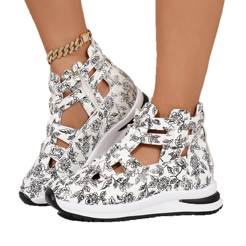 Női mindennapi szandál PU felsőrész, PU belső, gumitalp, Velcro zárás, klínos sarok 3–5 cm