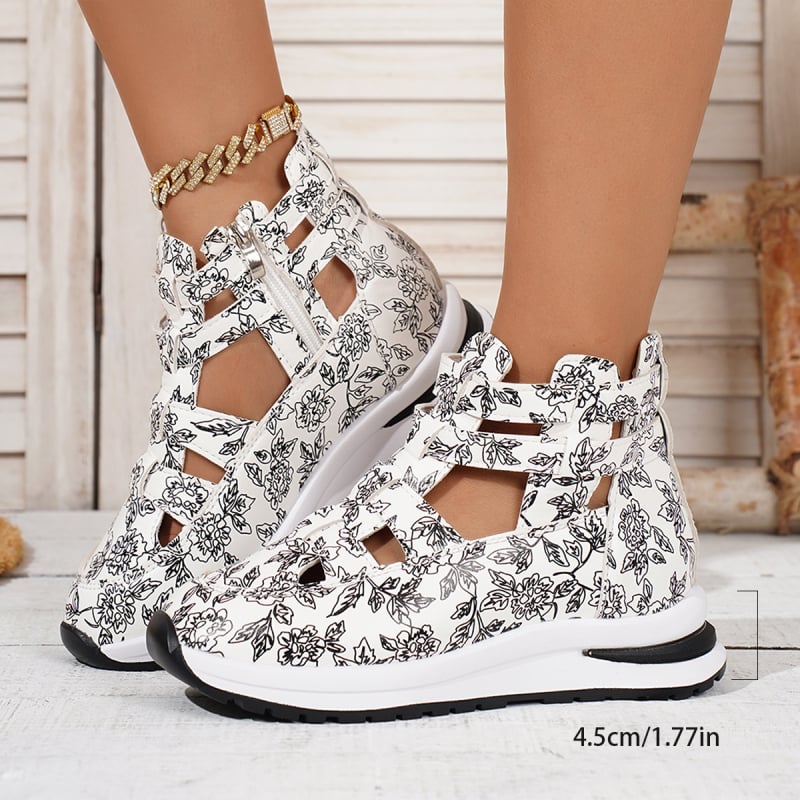 Női mindennapi szandál PU felsőrész, PU belső, gumitalp, Velcro zárás, klínos sarok 3–5 cm