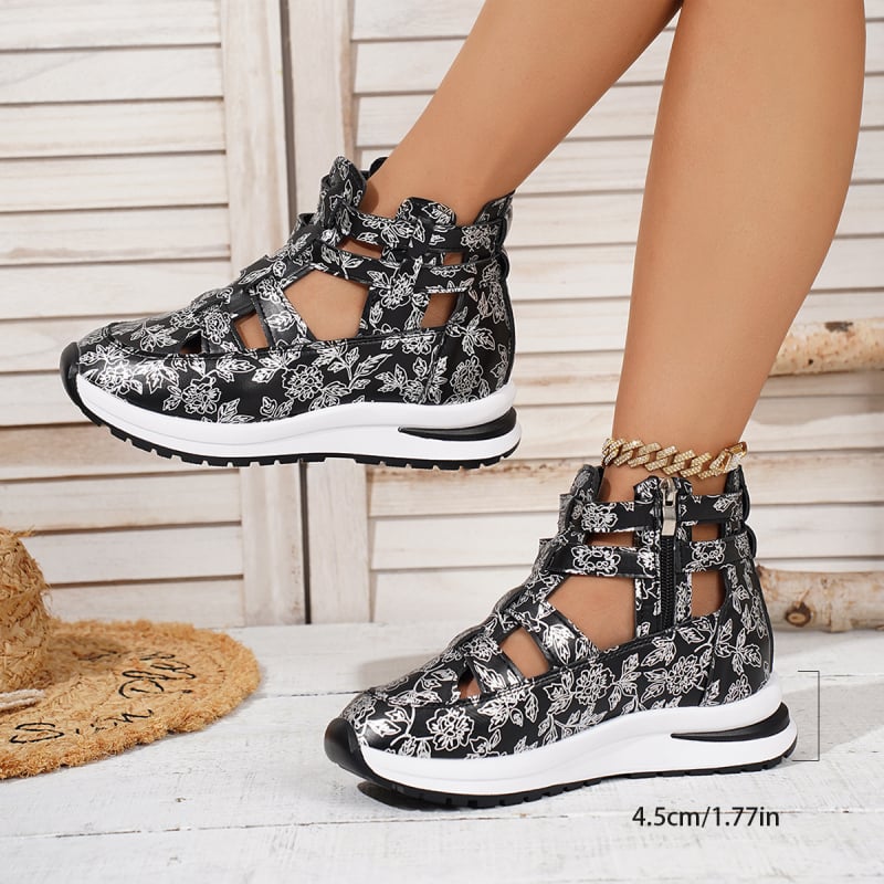 Női mindennapi szandál PU felsőrész, PU belső, gumitalp, Velcro zárás, klínos sarok 3–5 cm