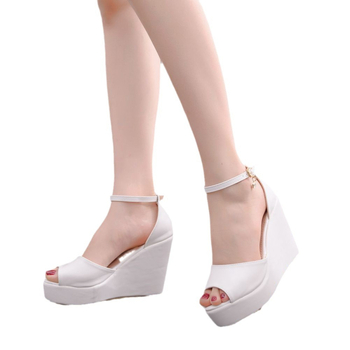 Női wedge szandál PU felsőréteg, TPR talp, hal formájú orr, csattos záródás