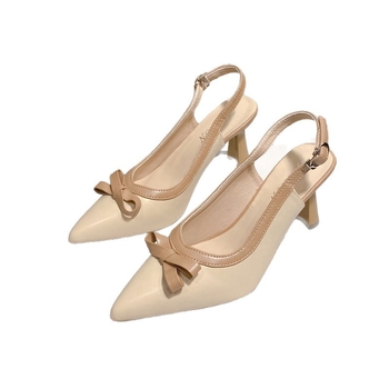 Sandale s remenčićima od PU, oštar vrh, retro stil, visina pete 3–6 cm