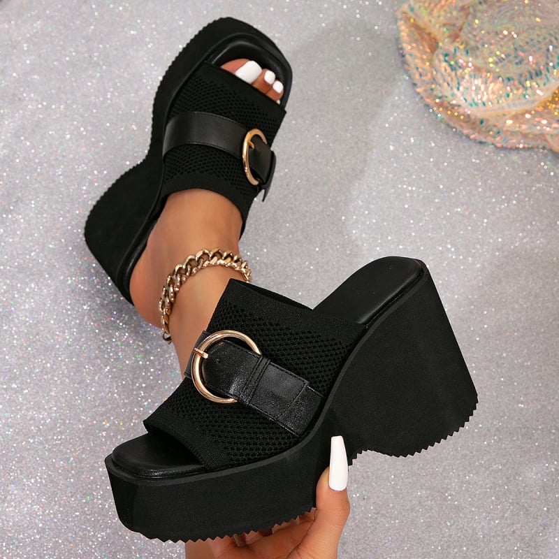 Sandale s T-trakom od pliša, kvadratni vrh, gumeni đon, PU unutrašnji materijal — slip-on, proljeće 2025