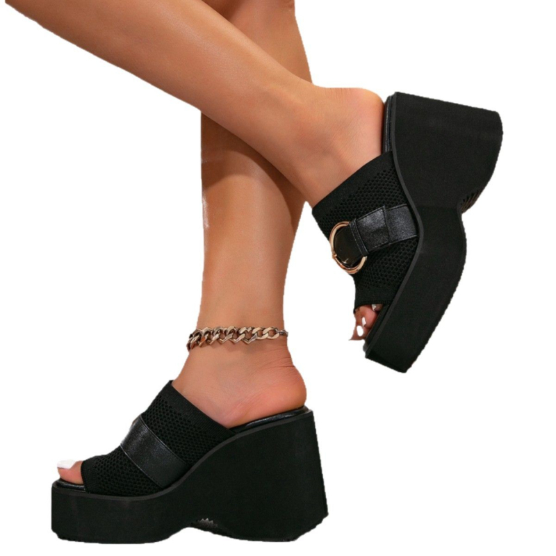 Sandale s T-trakom od pliša, kvadratni vrh, gumeni đon, PU unutrašnji materijal — slip-on, proljeće 2025