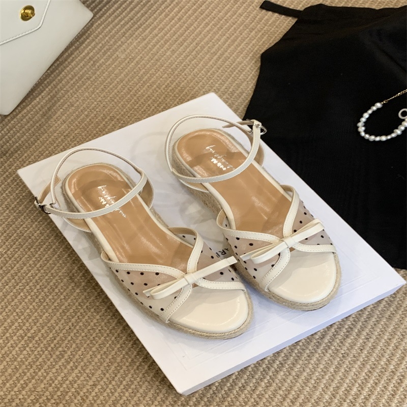 Дамски сандали с една презрамка и катарама, PU горна част и подметка, клиновидна подметка, закръглен нос, корейски стил, лято 2025
