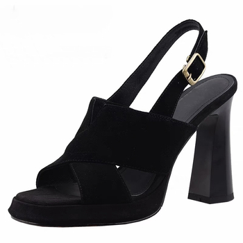 Sandale dama cu bretea unică, vârf drept, toc cu talie de pană, finisaj mat, talpă din cauciuc