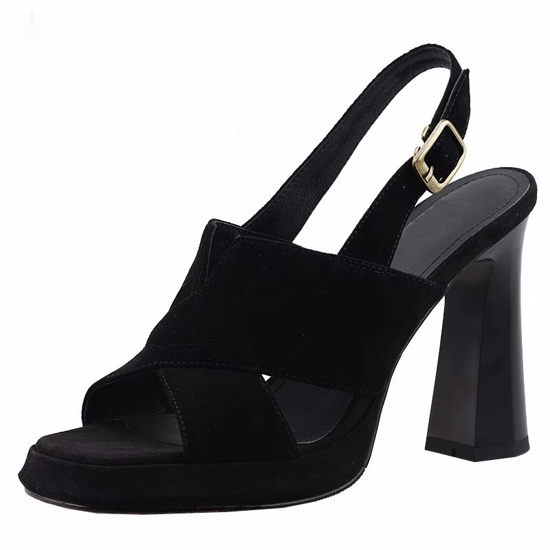 Sandale dama cu bretea unică, vârf drept, toc cu talie de pană, finisaj mat, talpă din cauciuc