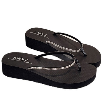 Cleotk Sandale de plajă pentru femei - partea superioară PVC, talpă din cauciuc, închidere Kick, talpă plată, model solid