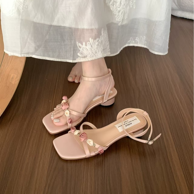 Sandale romane cu vârf rotund, partea superioară din fibră de înaltă calitate, căptușeală interioară din plasă, talpă din material compozit