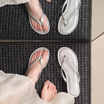 Sandale damă cu toc în cui, curea între degete, PU partea superioară, talpă din cauciuc, vârf rotund, primăvara 2025