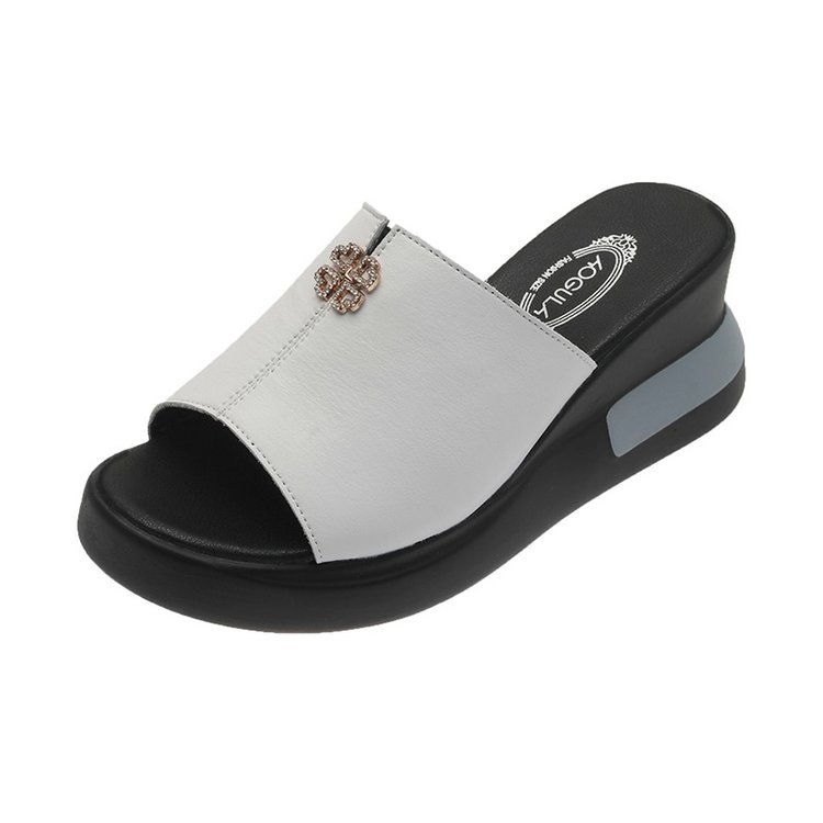 Sandale dama din PU – toc pană, vârf rotund, talpă groasă, căptușite PU, vară 2024