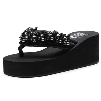 Sandale flip-flop cu mărgele, partea superioară EVA, talpă TPR, anti-derapare, respirabile