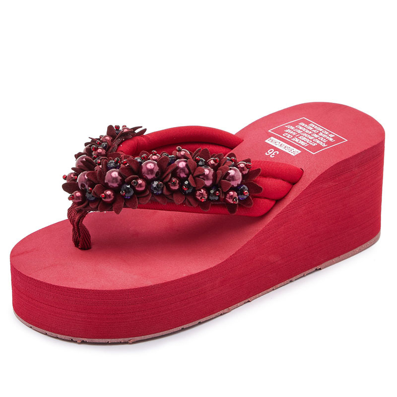 Sandale flip-flop cu mărgele, partea superioară EVA, talpă TPR, anti-derapare, respirabile