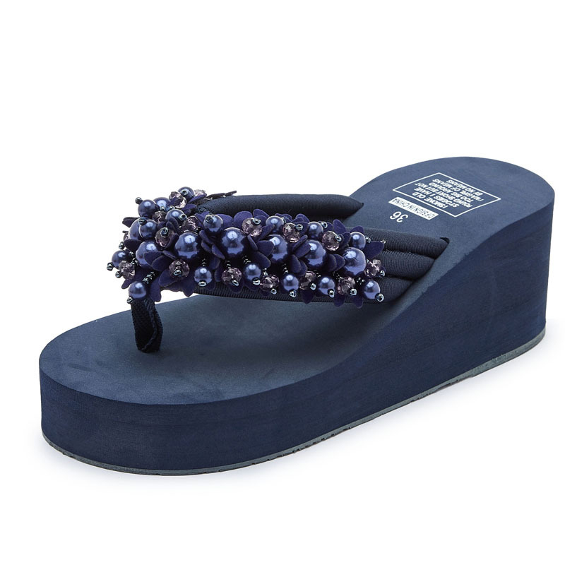 Sandale flip-flop cu mărgele, partea superioară EVA, talpă TPR, anti-derapare, respirabile