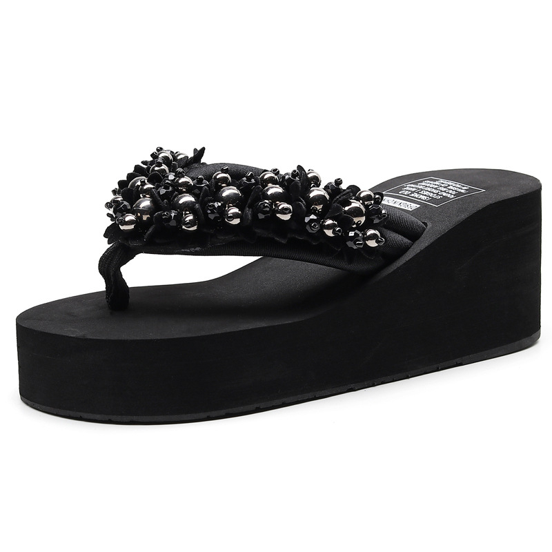 Sandale flip-flop cu mărgele, partea superioară EVA, talpă TPR, anti-derapare, respirabile