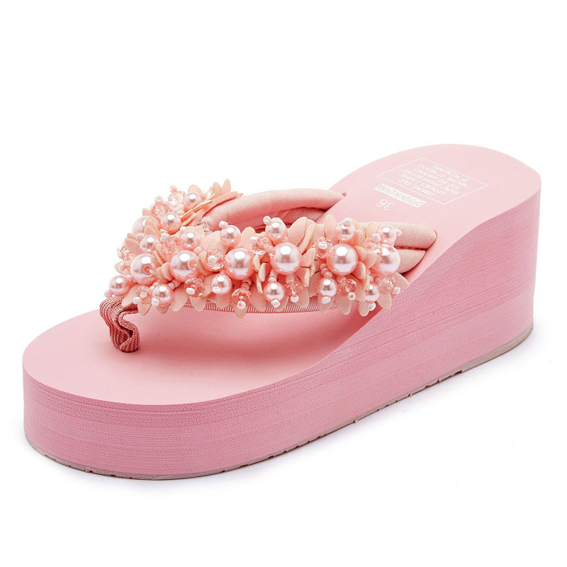 Sandale flip-flop cu mărgele, partea superioară EVA, talpă TPR, anti-derapare, respirabile