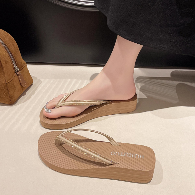 Ženske sandale s kristalima, protuklizne, klinički potpetica – za plažu, EVA gornji i đon, debljina 3–5 cm