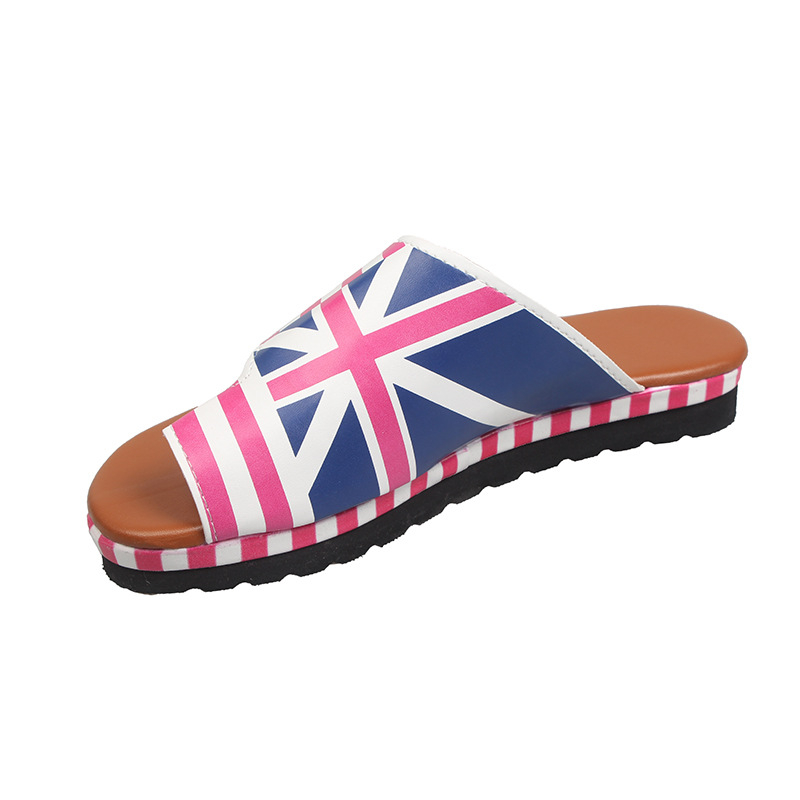 Sandale s klinom, slip-on, gornji dio od PU, potplat od kompozita, uzorak zvijezda, visina pete 3–5 cm