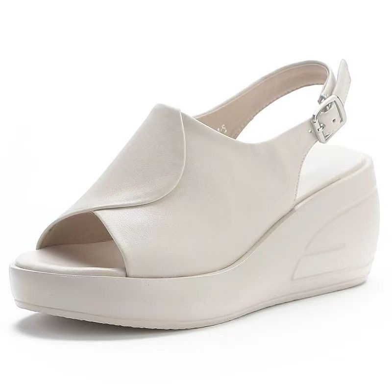 Сандали с форма на рибена уста, PU горна част, гумена подметка, велкро, ежедневен стил, лято 2025