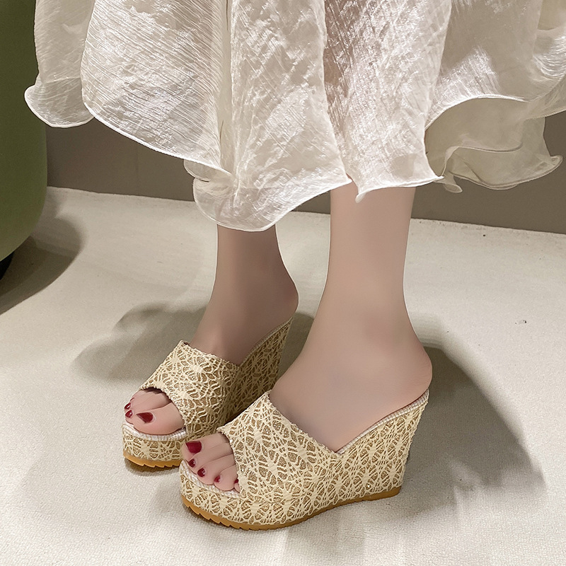 Libu Sieviešu sandales ar pirkstu formas zivju mute, auduma augšējā daļa, gumijas zole, brīvā stila