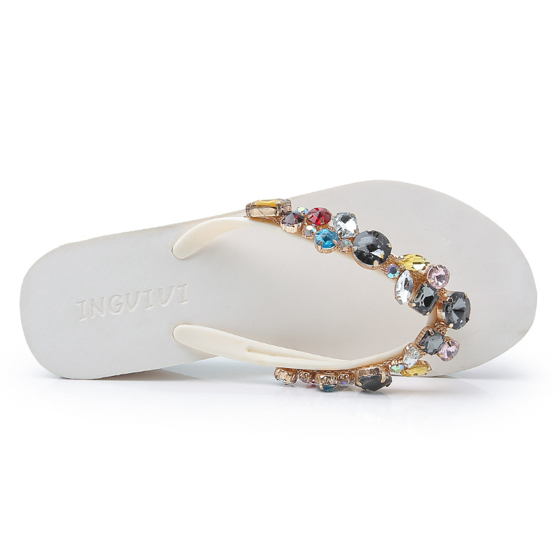 Sieviešu klinku sandales ar stikla kristāliem – vasaras brīvā stila, apaļa pirksta, augšdaļa EVA, iekšpuse EVA augstas blīvuma, zole TPR