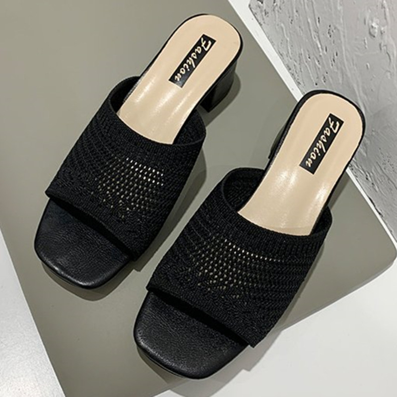 Ženske sandale s srednjim potpeticama, korejskog stila, gornji dio od mreže, gumena potplata, klinasti potpetica 3–5 cm
