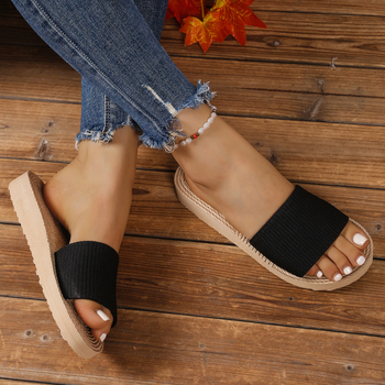 Сандали с една лента, EVA горна част, EVA подметка, плосък дизайн, дебелина на подметката 0–3 см