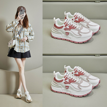 Ženske tenisice u stilu dad shoes, proljeće 2025, casual sportske tenisice s povećanjem visine 3–5 cm, gumeni potplat, prednje vezanje, AD8802